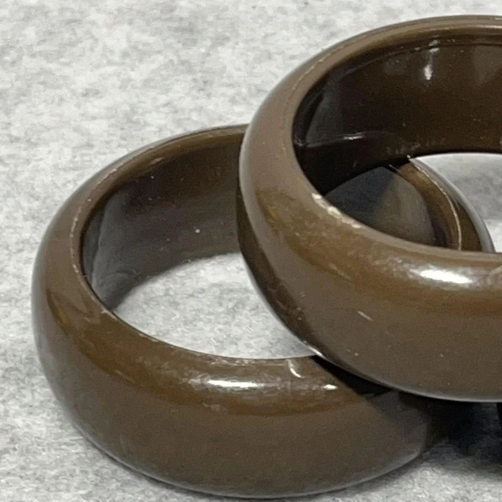 Vintage Plastic Napkin Rings Brown Set Of 6 Round Solid‎ Table Dining Decor Home